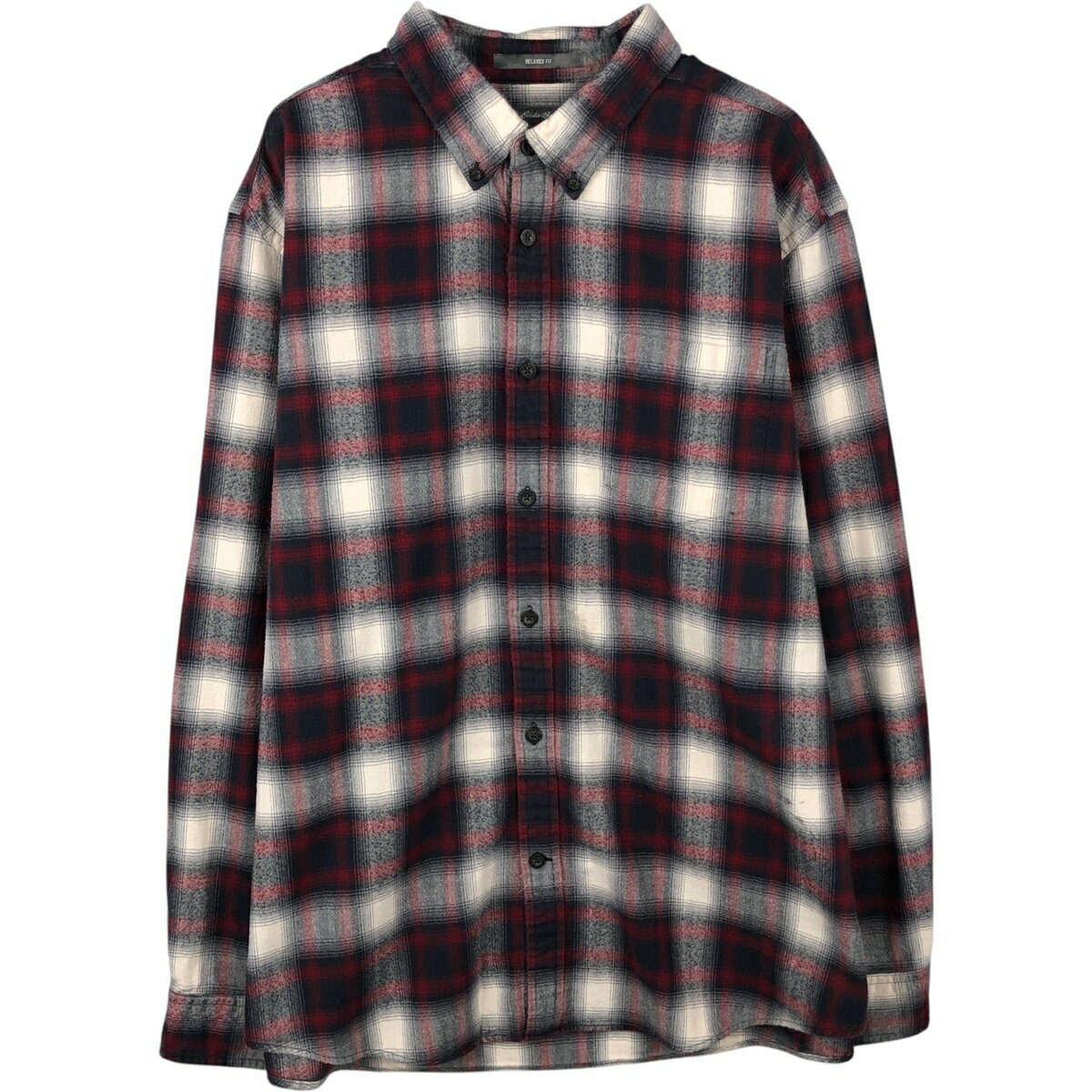 古着 エディーバウアー Eddie Bauer RELAXED FIT オンブレチェック 長袖 ボタンダウン ライトネルチェックシャツ メンズXL相当 /eaa637..