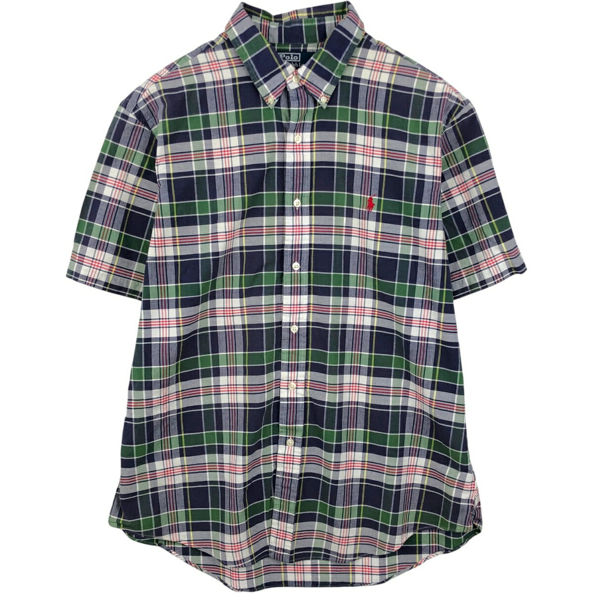 古着 ラルフローレン Ralph Lauren POLO by Ralph Lauren 半袖 ボタンダウン チェックシャツ メンズXL相当 /eaa637724 【中古】 【260503】 ネイビー系 春夏