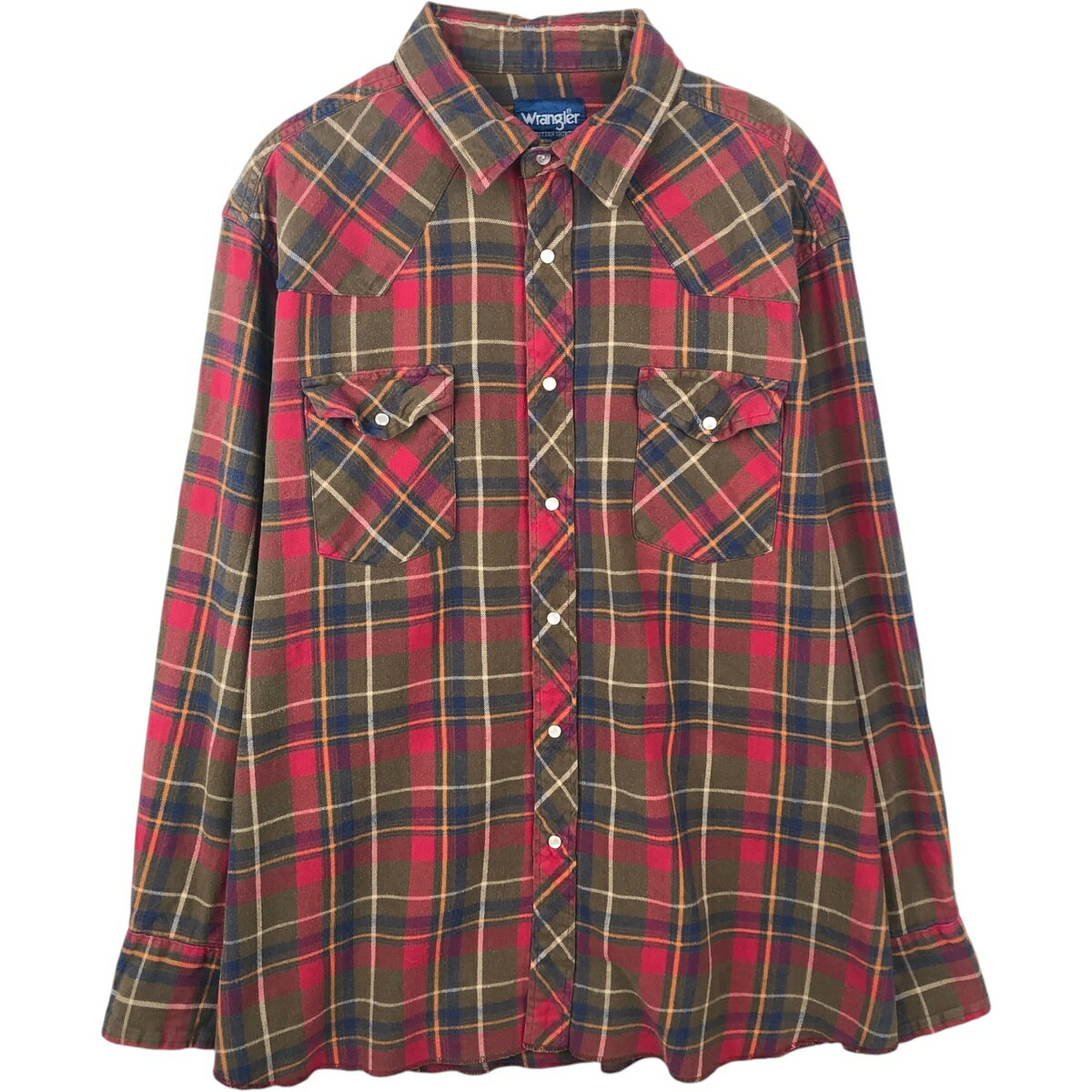 古着 90'S ラングラー Wrangler WESTERN SHIRTS 長袖 ウエスタンネルチェックシャツ メンズL相当 ヴィンテージ /eaa637836 【中古】 【260426】