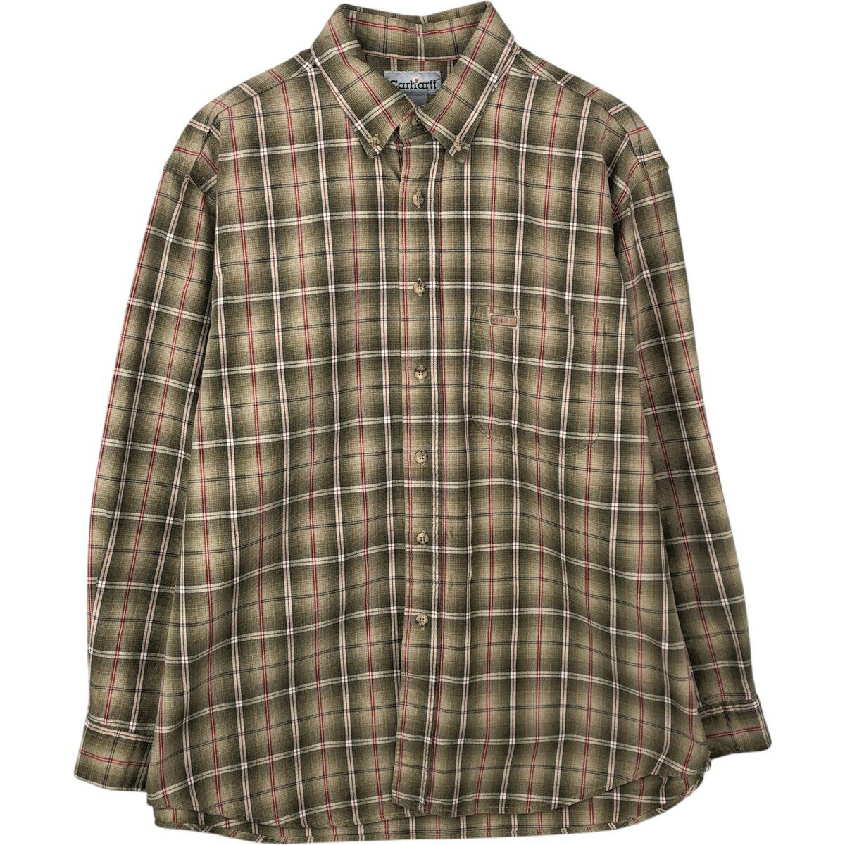 樂天商城 - 古着 カーハート Carhartt チェック柄 長袖 ボタンダウン ワークシャツ メンズL相当 /eaa637999 【中古】 【260426】