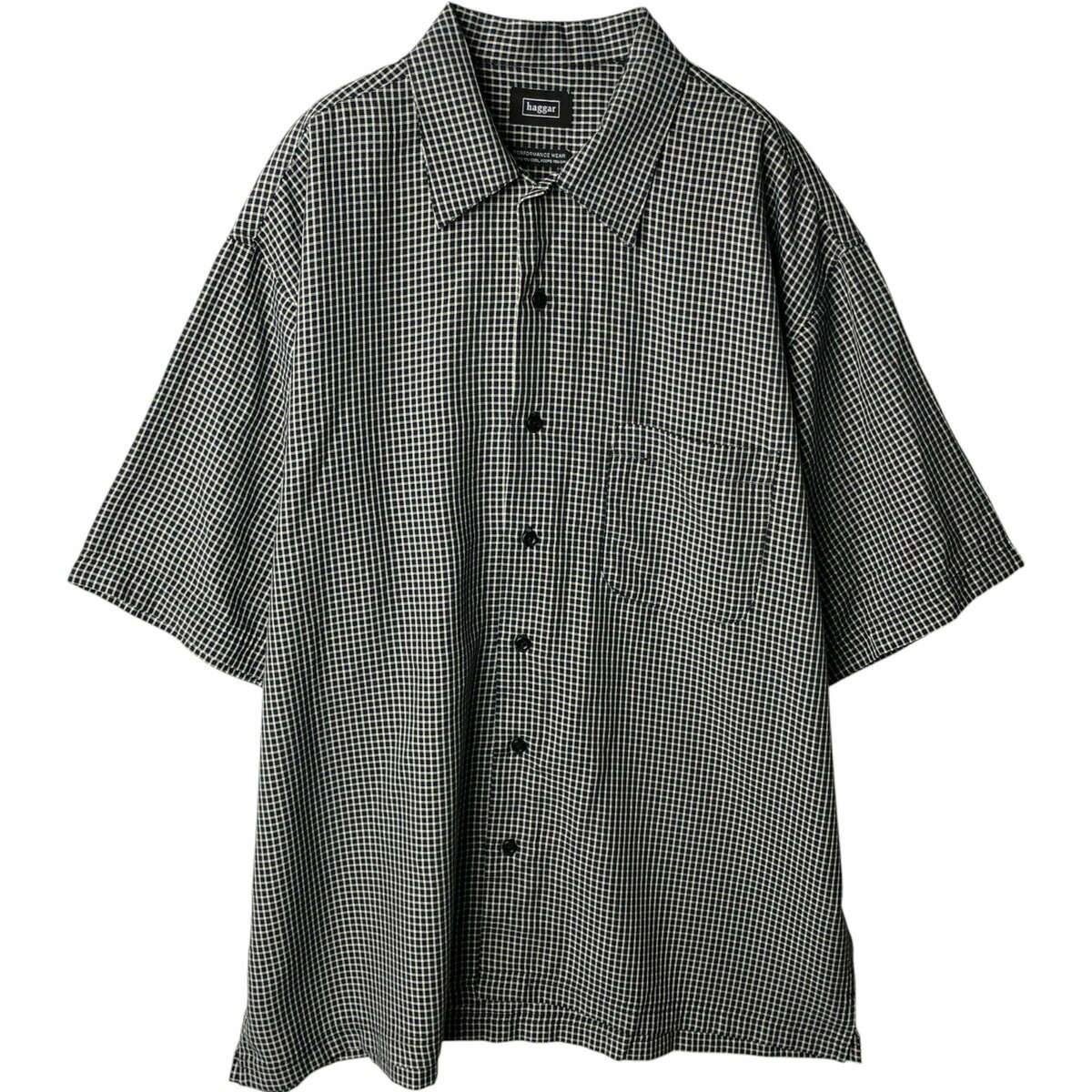 Rakuten - 古着 ハガー HAGGAR PERFORMANCE WEAR チェック柄 半袖 レーヨンシャツ ボックスシャツ メンズL相当 /eaa638173 【中古】 【260425】