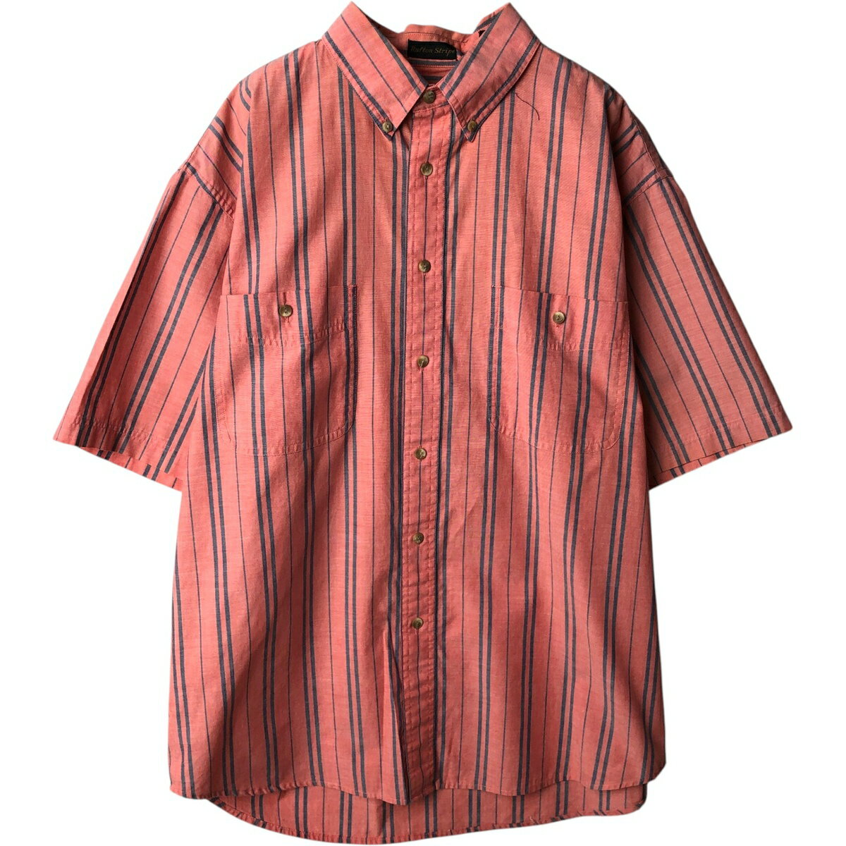 樂天商城 - 古着 80~90'S エディーバウアー Eddie Bauer 黒タグ 半袖 ボタンダウン ストライプシャツ メンズL相当 ヴィンテージ /eaa638183 【中古】 【260425】