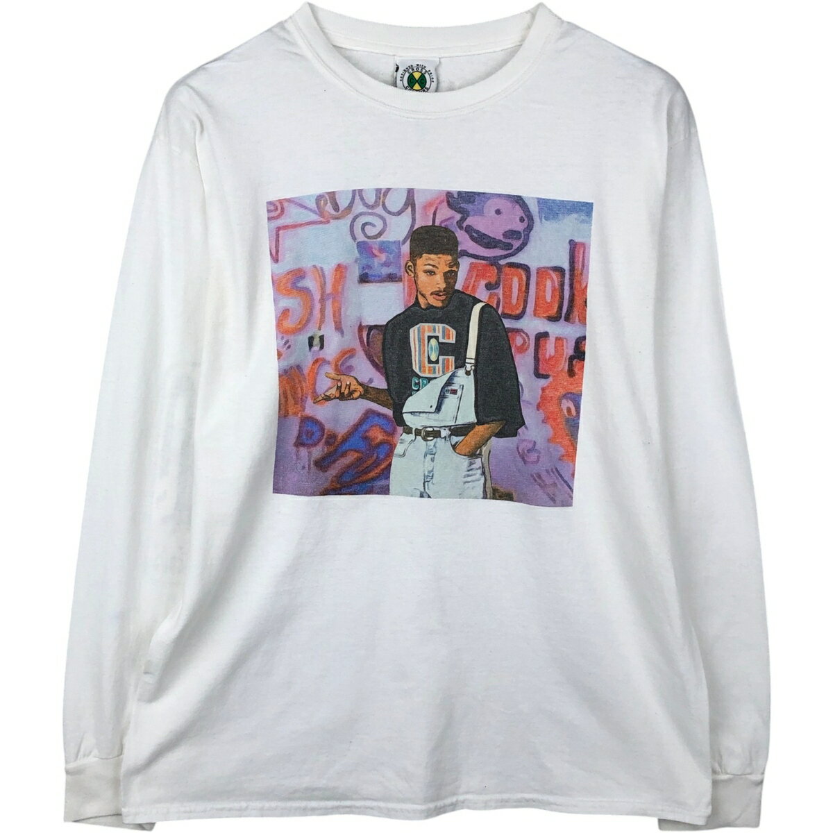 古着 Cross Colours Will Smith ウィル スミス テレビドラマ ロングTシャツ ロンT メンズM相当 /eaa638606 【中古】 【260426】 ホワイト系 春夏秋