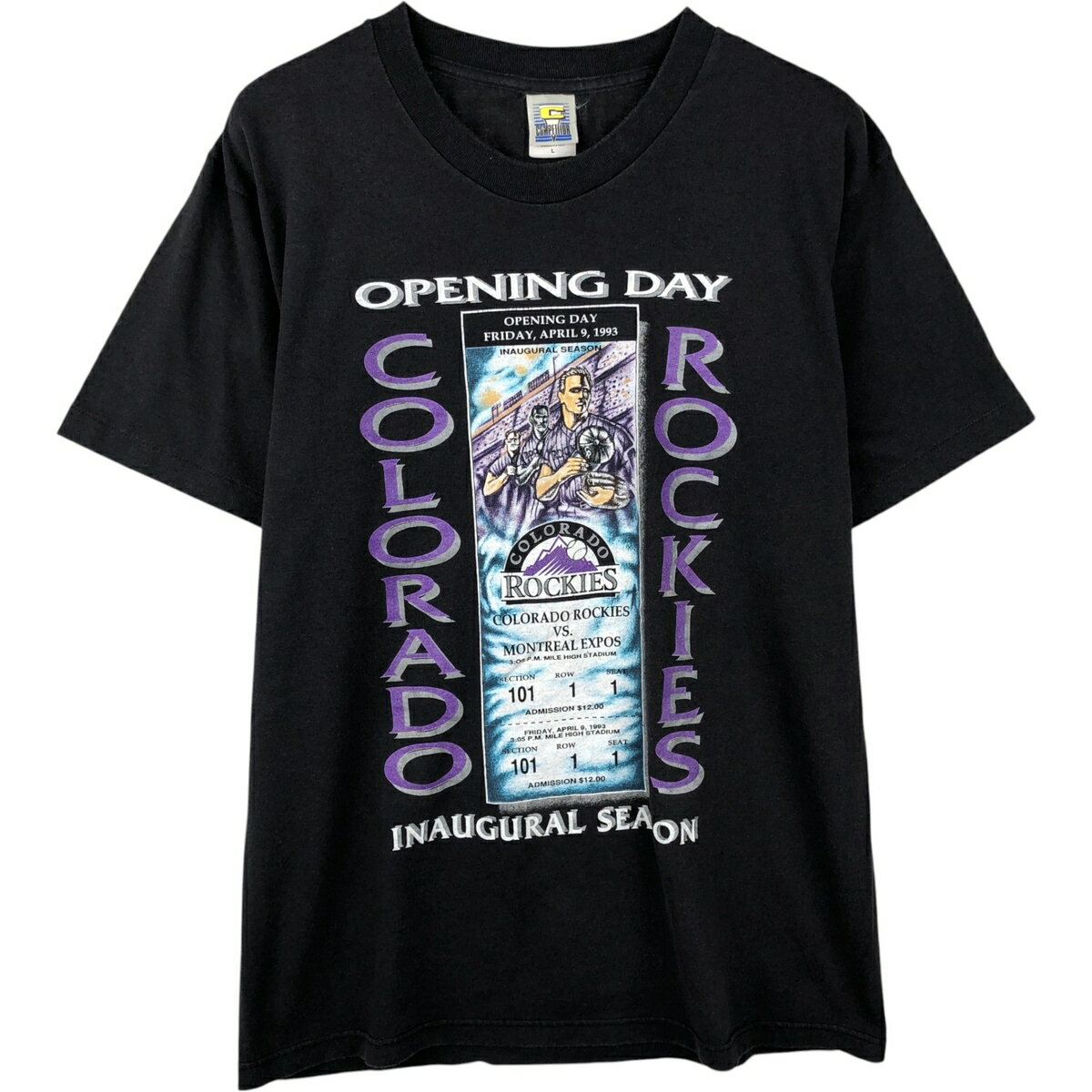 古着 90'S COMPETITOR MLB COLORADO ROOLIES コロラドロッキーズ スポーツプリントTシャツ メンズL相当 ヴィンテージ /eaa638866  
