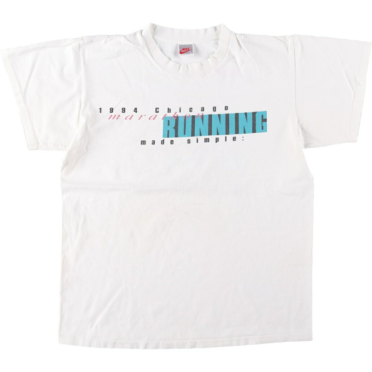 90年代 USA製 銀タグ NIKE ナイキ JUST DO IT SOCCER プリントTシャツ ラスタカラー レディースXS-S相当 NIKE - 90年代 USA製 銀タグ NIKE ナイキ JUST DO IT SOCCER プリントT