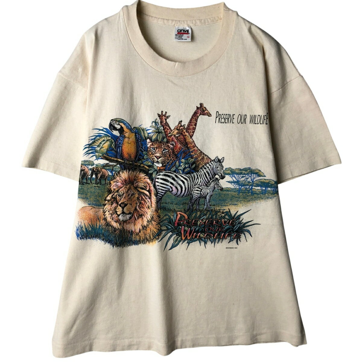 古着 90'S アンビル Anvil アニマルTシャツ USA製 メンズL相当 ヴィンテージ /eaa639015 【中古】 【260501】