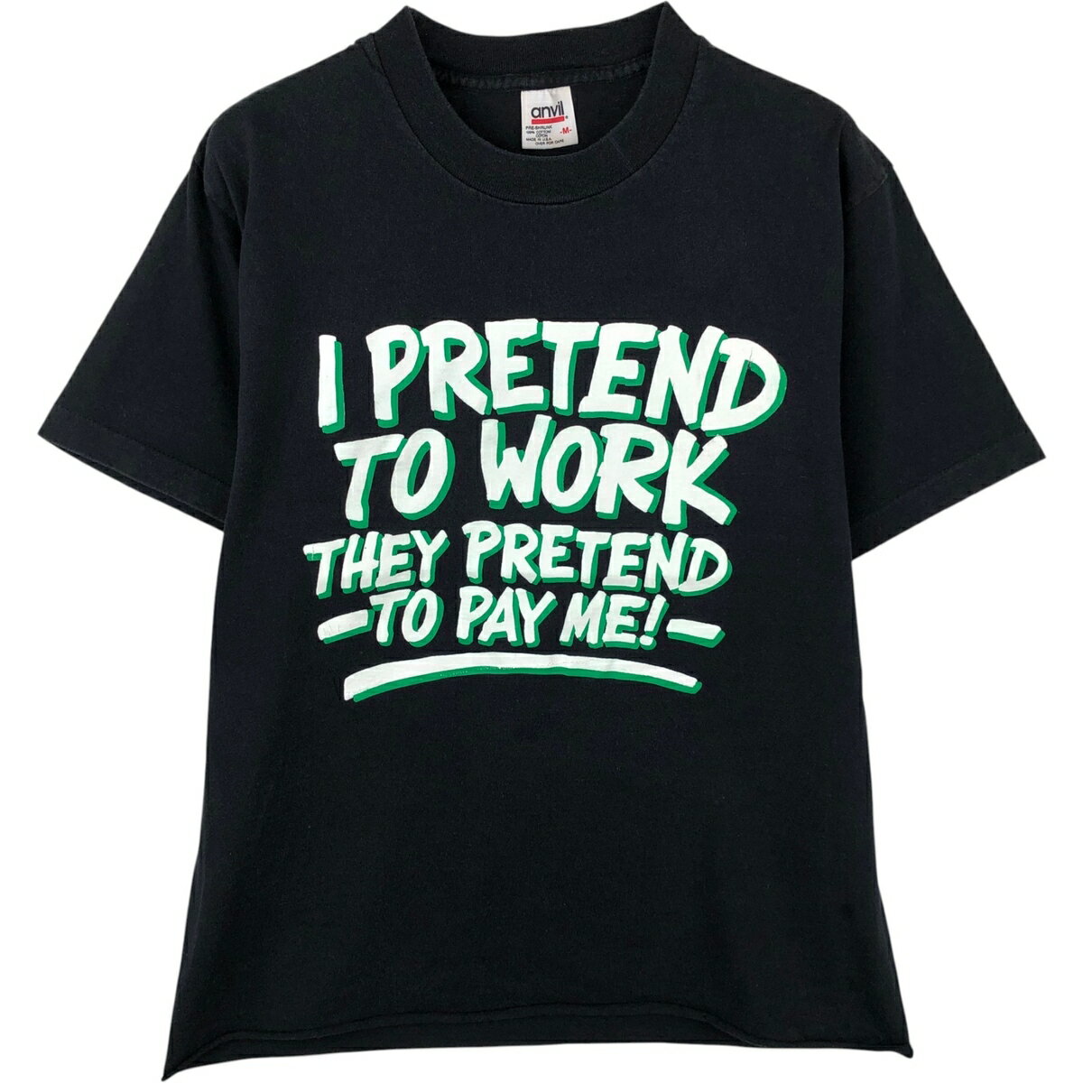 古着 90'S アンビル Anvil カットオフ メッセージプリントTシャツ USA製 メンズM相当 ヴィンテージ /eaa639133 【中古】 【260502】