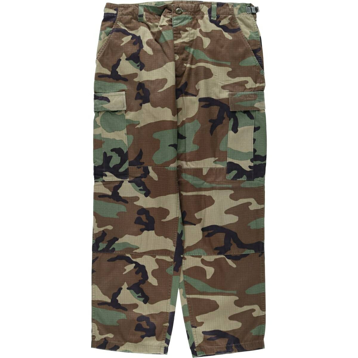 古着 90'S 米軍実品 迷彩柄 ウッドランドカモ リップストップ ミリタリー カーゴパンツ コンバットパンツ USA製 MEDIUM-SHORT メンズw34相当 ヴィンテージ /eaa639180 【中古】 【260516】