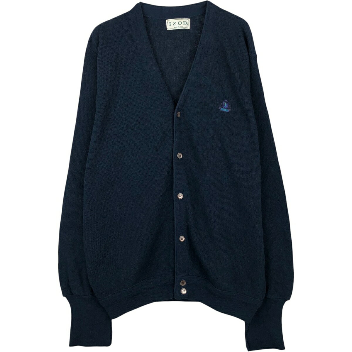 古着 90'S アイゾッド IZOD アクリルニットカーディガン USA製 メンズL相当 ヴィンテージ /eaa640200 【中古】 【260508】 ネイビー系 春秋冬