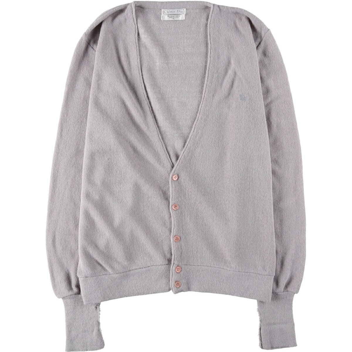 21d18 Christian Dior クリスチャンディオール ロングスリーブ ニットカーディガン ミディアム丈 総柄 Mサイズ グレー系 レディース 女性用u02t Christian Dior - 21d18 Christian Dior クリスチャンディオール