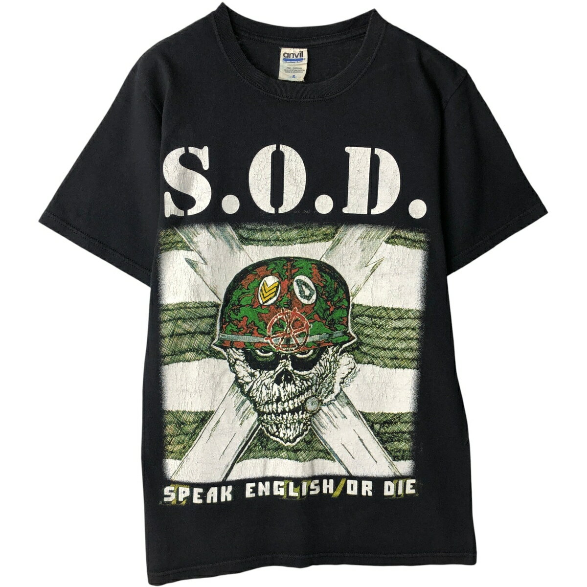 古着 アンビル Anvil Stormtroopers of Death ストームトゥルーパーズオブデス ドクロ柄 スカル柄 バンドTシャツ バンT メンズS相当 /eaa640421 【中古】 【260508】 ブラック系 春夏秋