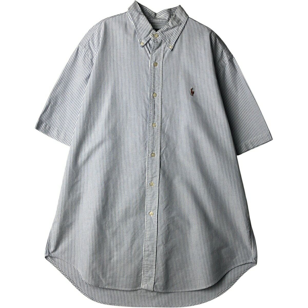 乐天商城 - 古着 ラルフローレン Ralph Lauren CLASSIC FIT クラシックフィット 半袖 ボタンダウン ストライプシャツ メンズL相当 /eaa640683 【中古】 【260504】