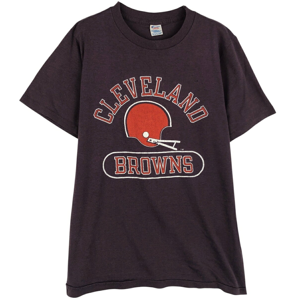 古着 80'S チャンピオン Champion トリコタグ NFL CLEVELAND BROWNS クリーブランドブラウンズ スポーツプリントTシャツ USA製 レディースL相当 ヴィンテージ /eaa640807 【中古】 【260820】