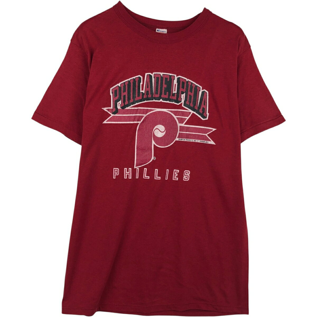 乐天商城 - 古着 80'S チャンピオン Champion MLB PHILADELPHIA PHILLIES フィラデルフィアフィリーズ トリコタグ ロゴプリントTシャツ USA製 メンズL相当 ヴィンテージ /eaa640809 【中古】 【260508】 レッド系 春夏秋