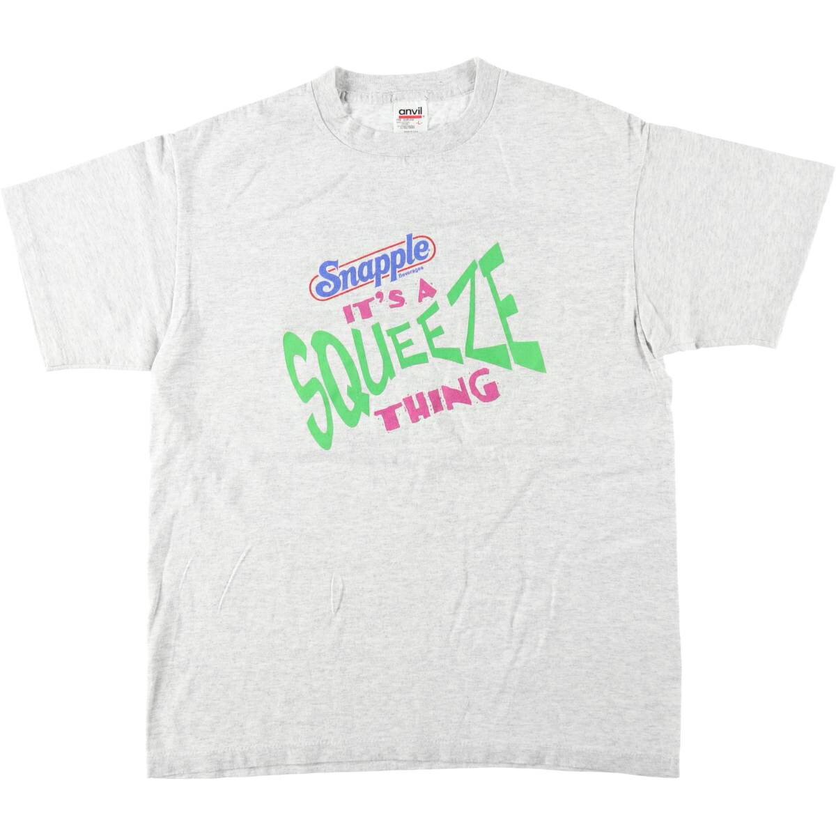 古着 ~90'S アンビル Anvil Snapple アドバタイジングTシャツ USA製 メンズL相当 ヴィンテージ /eaa640888  