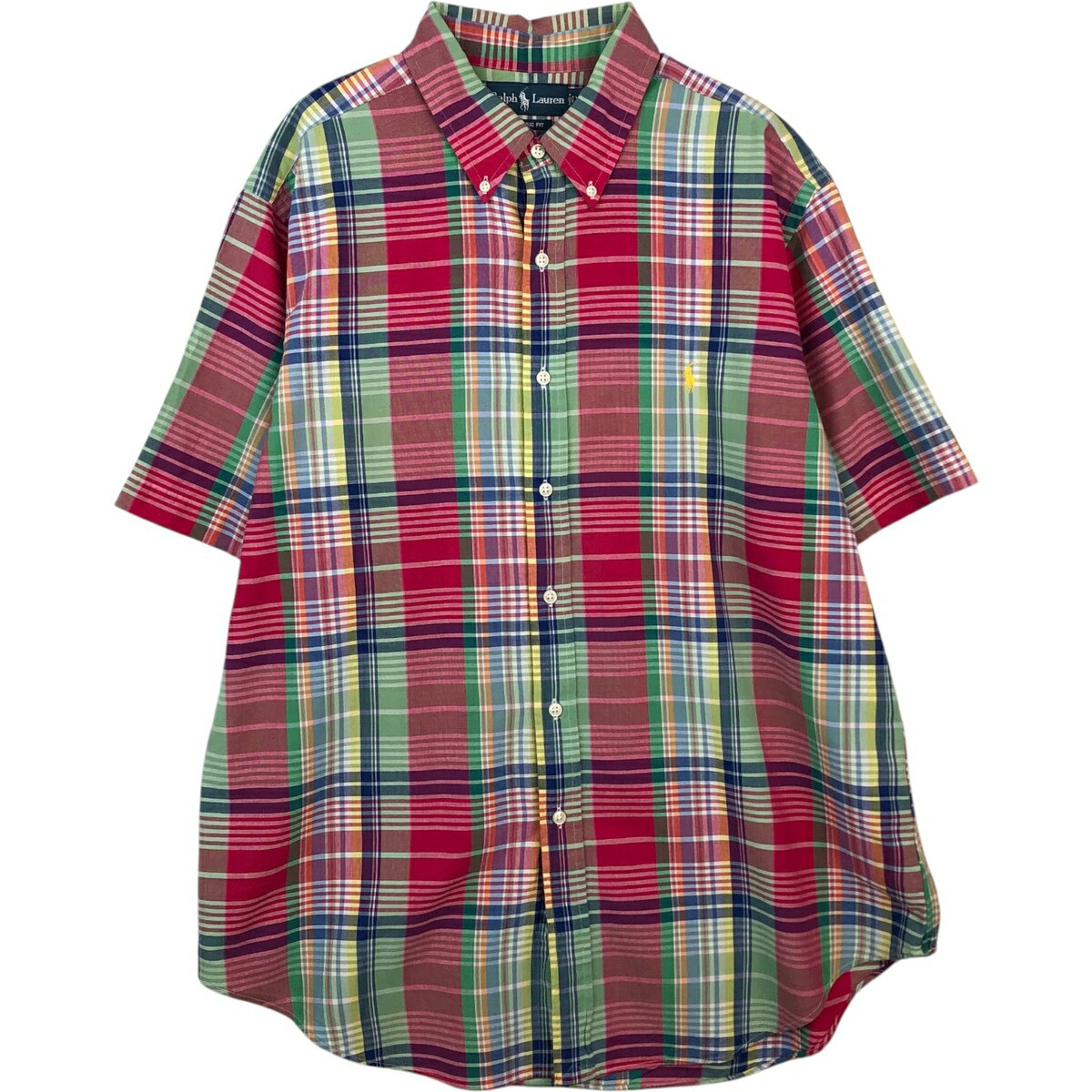 Rakuten - 古着 ラルフローレン Ralph Lauren CLASSIC FIT クラシックフィット マドラスチェック 半袖 ボタンダウン チェックシャツ メンズXL相当 /eaa641169 【中古】 【260504】