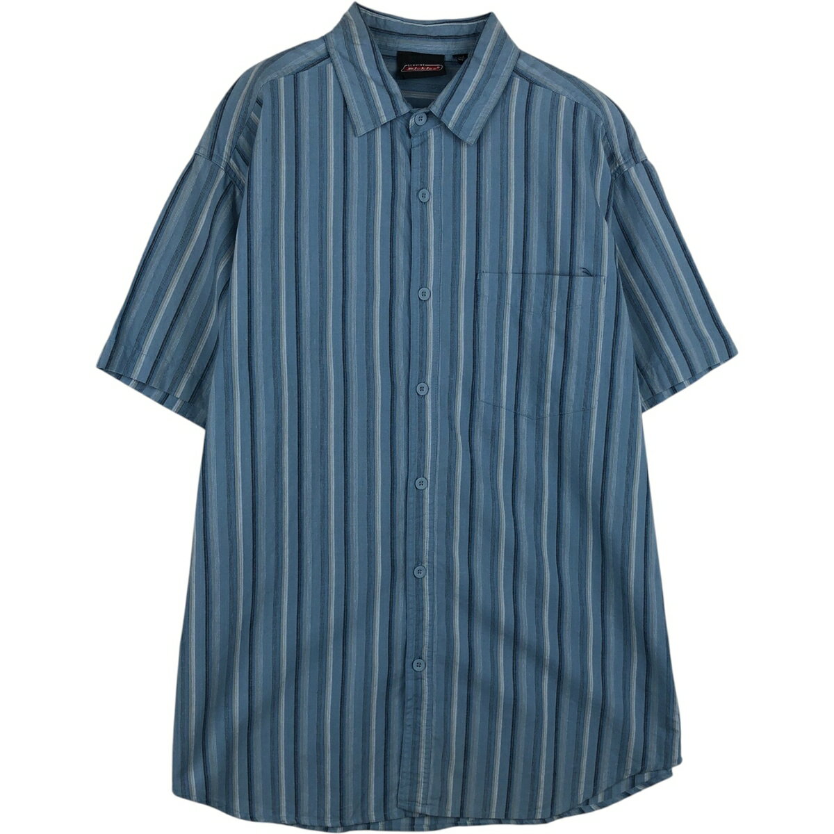 樂天商城 - 古着 ディッキーズ Dickies ストライプ柄 レギュラーカラー 半袖 ワークシャツ メンズL相当 /eaa641206 【中古】 【260505】
