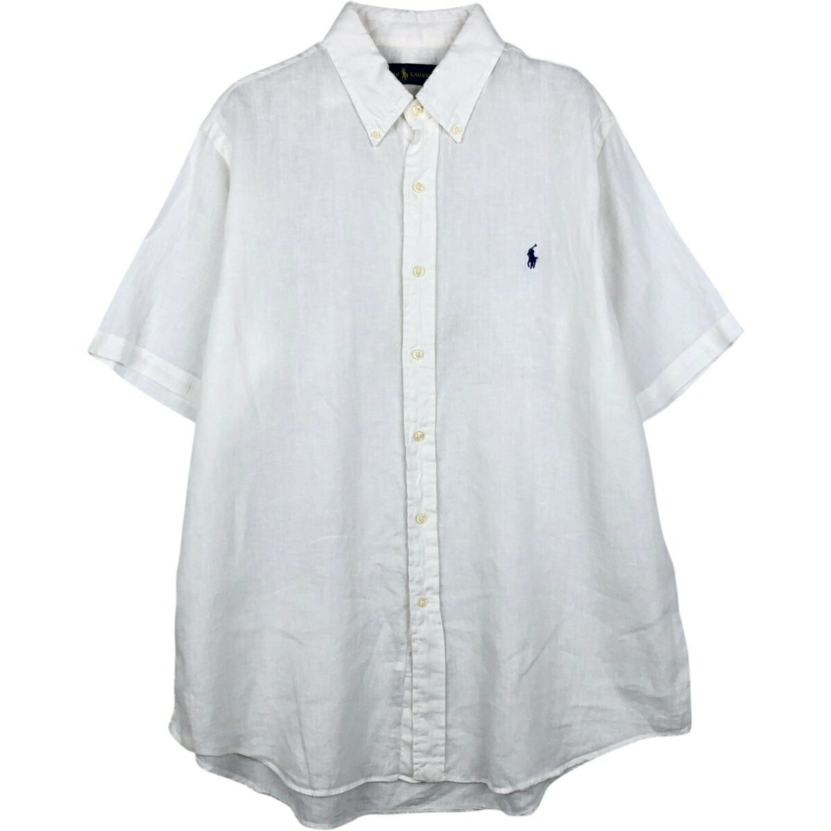 Rakuten - 古着 ラルフローレン Ralph Lauren 半袖 リネン ボタンダウンシャツ メンズL相当 /eaa641276 【中古】 【260516】