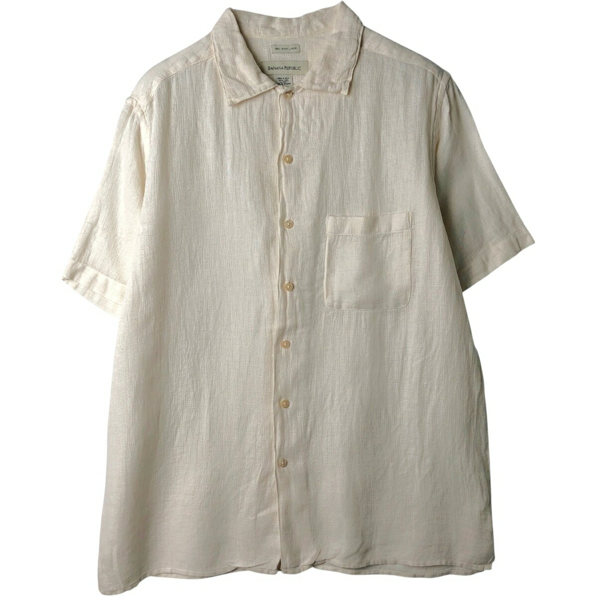 Rakuten - 古着 バナナリパブリック BANANA REPUBLIC ワイドカラー 半袖 リネンシャツ ボックスシャツ メンズL相当 /eaa641281 【中古】 【260510】