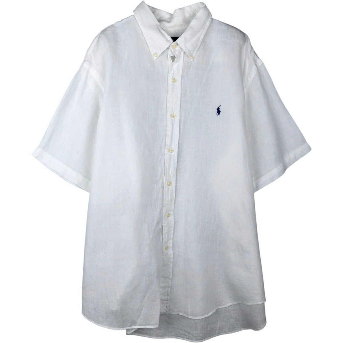 Rakuten - 古着 ラルフローレン Ralph Lauren 半袖 リネン ボタンダウンシャツ メンズXXL相当 /eaa641286 【中古】 【260516】 ホワイト系 春夏