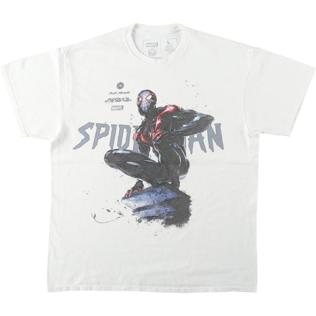 古着 マーベル MARVEL SPIDER MAN スパイダーマン マイルズモラレス 映画 ムービーTシャツ メンズL相当 /eaa641343 【中古】 【260505】