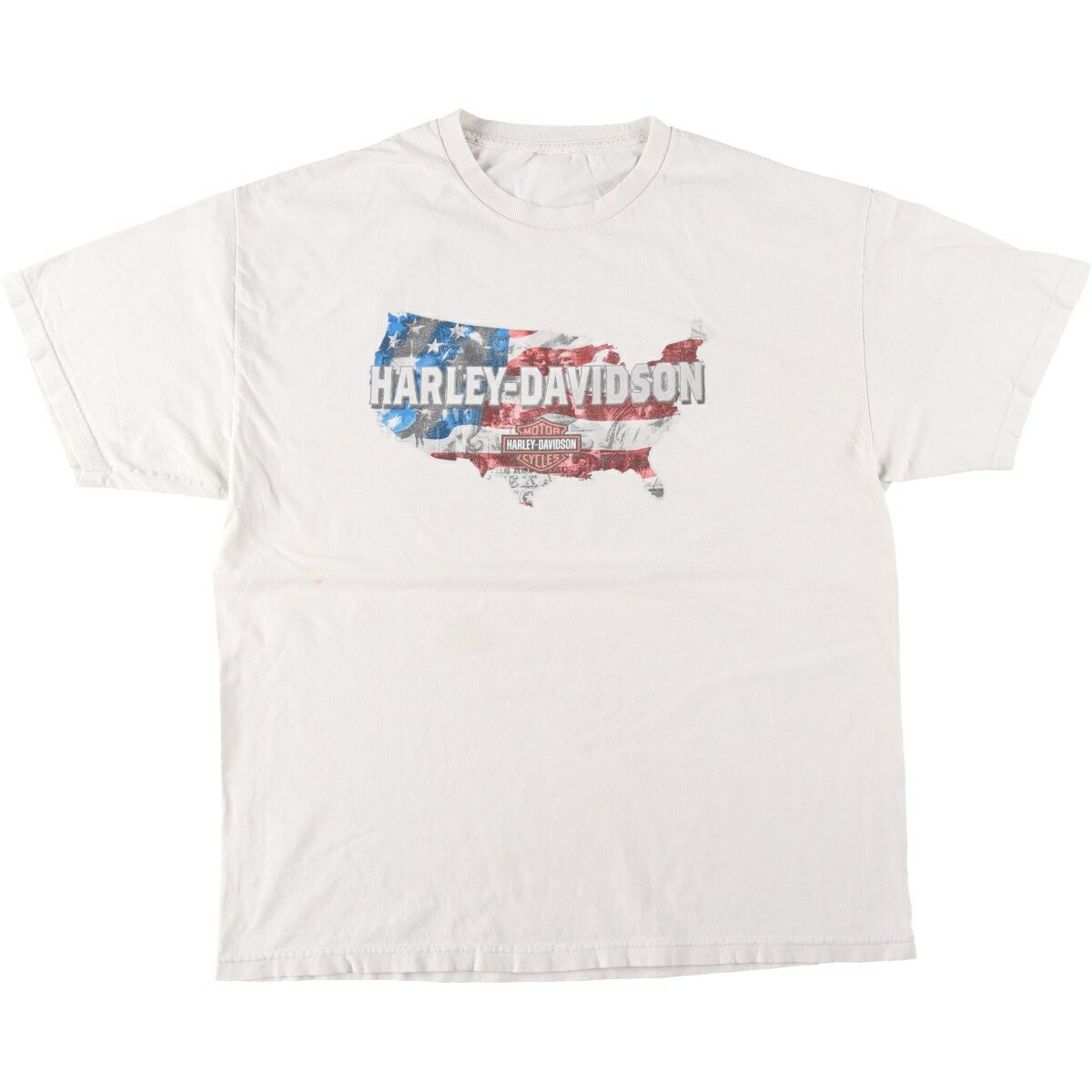 古着 ハーレーダビッドソン Harley-Davidson 星条旗柄 モーターサイクル バイクTシャツ メンズXL相当 /eaa641361 【中古】 【260508】 ホワイト系 春夏秋