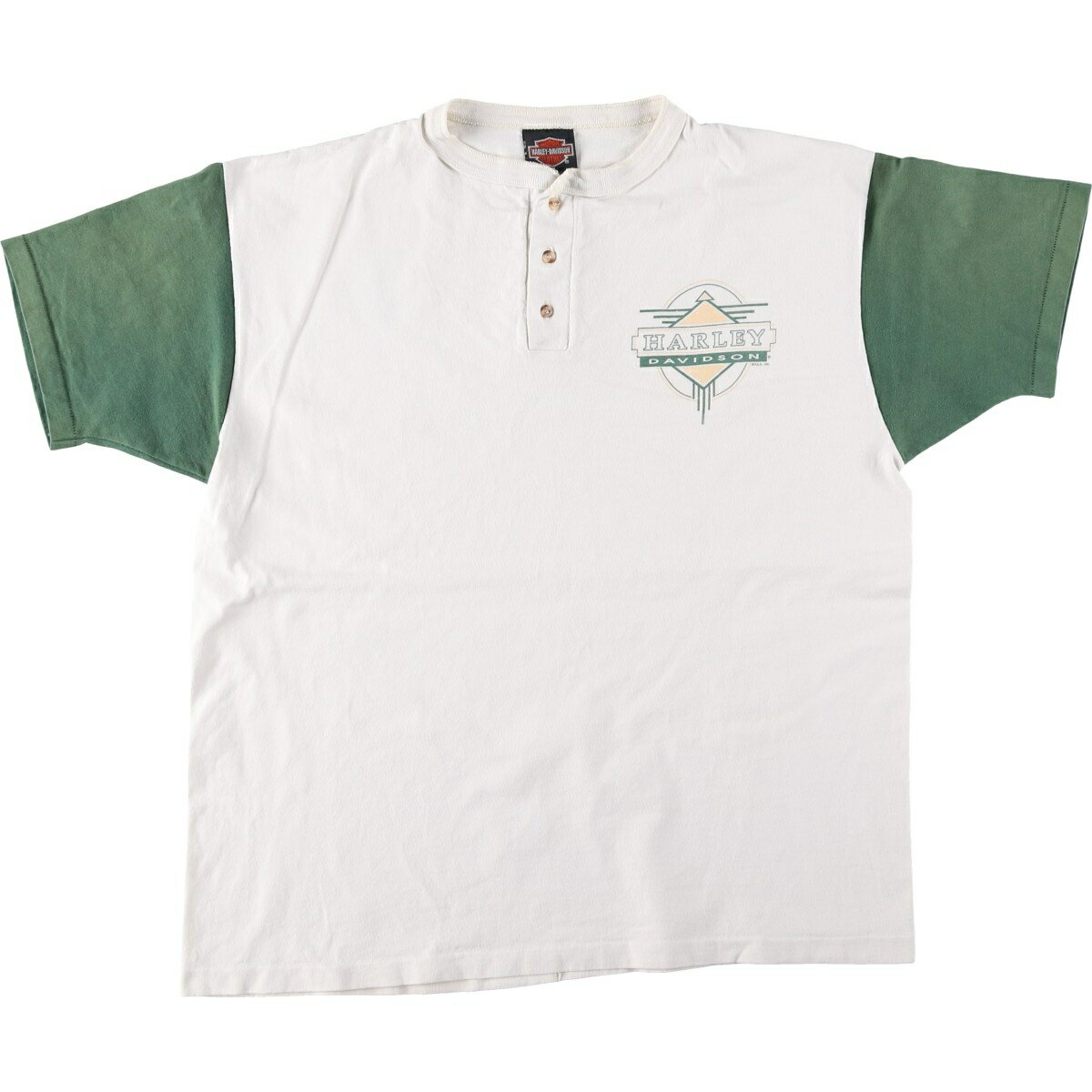 古着 ハーレーダビッドソン Harley-Davidson ヘンリーネック モーターサイクル バイクTシャツ USA製 メンズXL相当 /eaa641367 【中古】 【260508】 ホワイト系 春夏秋