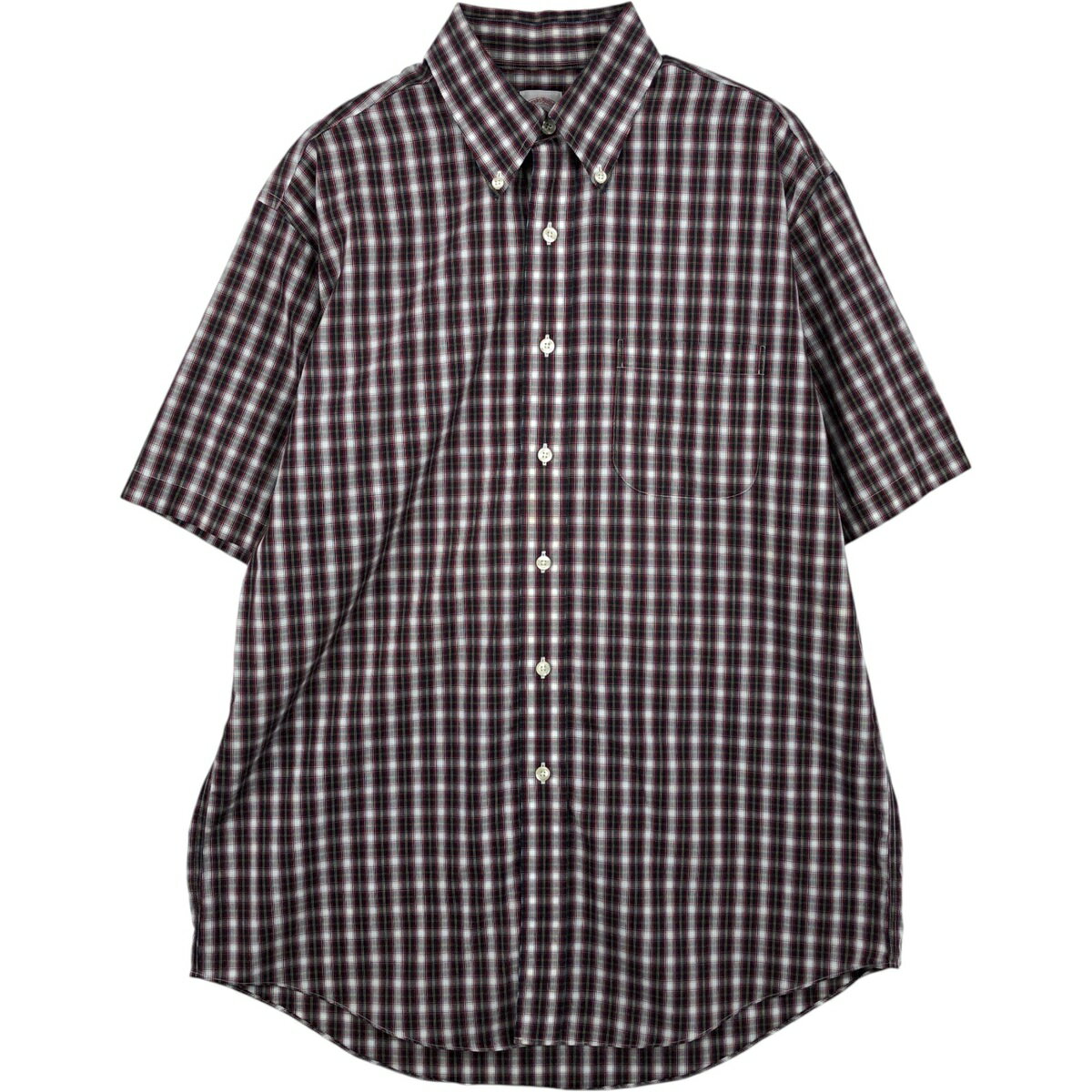 乐天商城 - 古着 ブルックスブラザーズ Brooks Brothers 346 半袖 ボタンダウン チェックシャツ メンズM相当 /eaa641395 【中古】 【260503】 レッド系 春夏