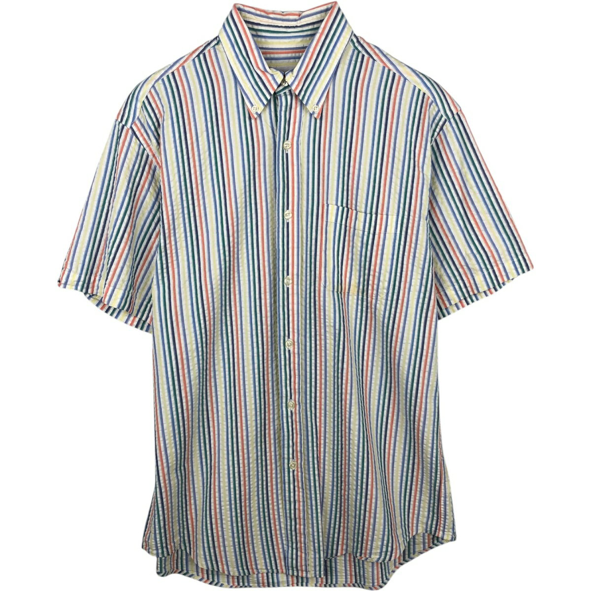 Rakuten - 古着 ブルックスブラザーズ Brooks Brothers 346 シアサッカー 半袖 ボタンダウン ストライプシャツ メンズM相当 /eaa641398 【中古】 【260508】 春夏