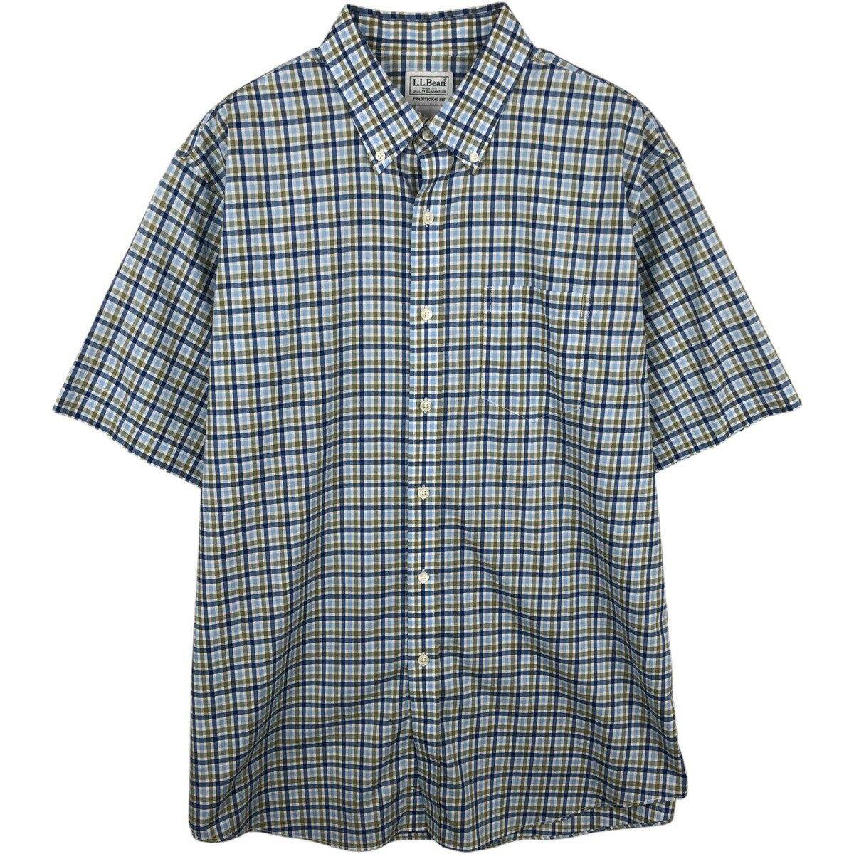 乐天商城 - 古着 90~00'S エルエルビーン L.L.Bean TRADITIONAL FIT 半袖 ボタンダウン チェックシャツ メンズL相当 /eaa641401 【中古】 【260505】