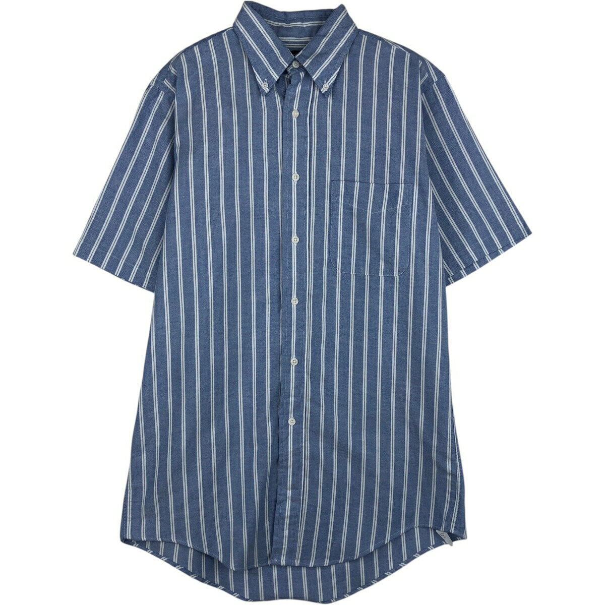 樂天商城 - 古着 80~90'S ランズエンド LANDS'END 半袖 ボタンダウン ストライプシャツ USA製 メンズM相当 ヴィンテージ /eaa641430 【中古】 【260508】 ホワイト系 春夏