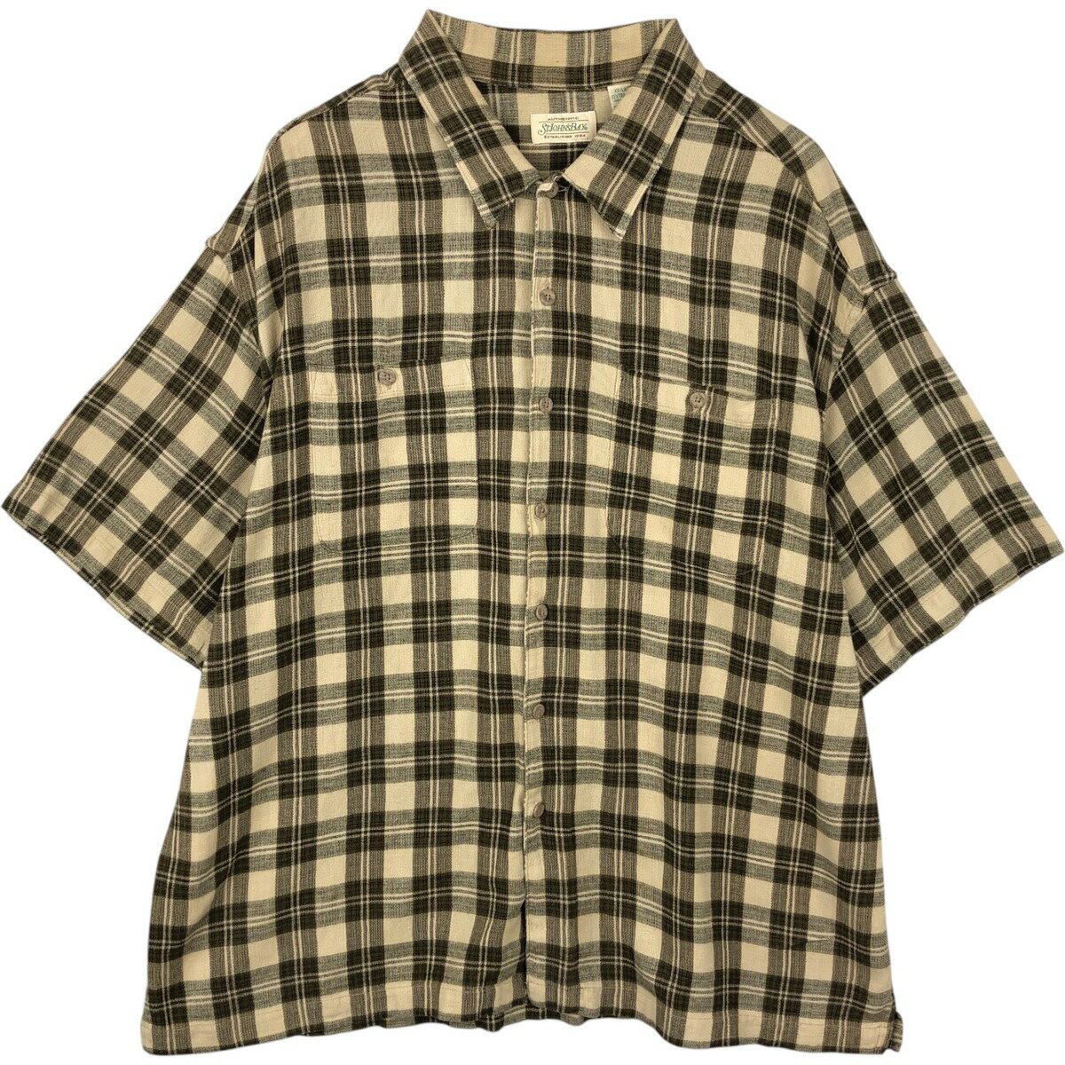 Rakuten - 古着 90'S セントジョンズベイ ST. JOHN'S BAY 半袖 コットン チェックシャツ ボックスシャツ メンズXXL相当 ヴィンテージ /eaa641473 【中古】 【260514】 【GR-NV】