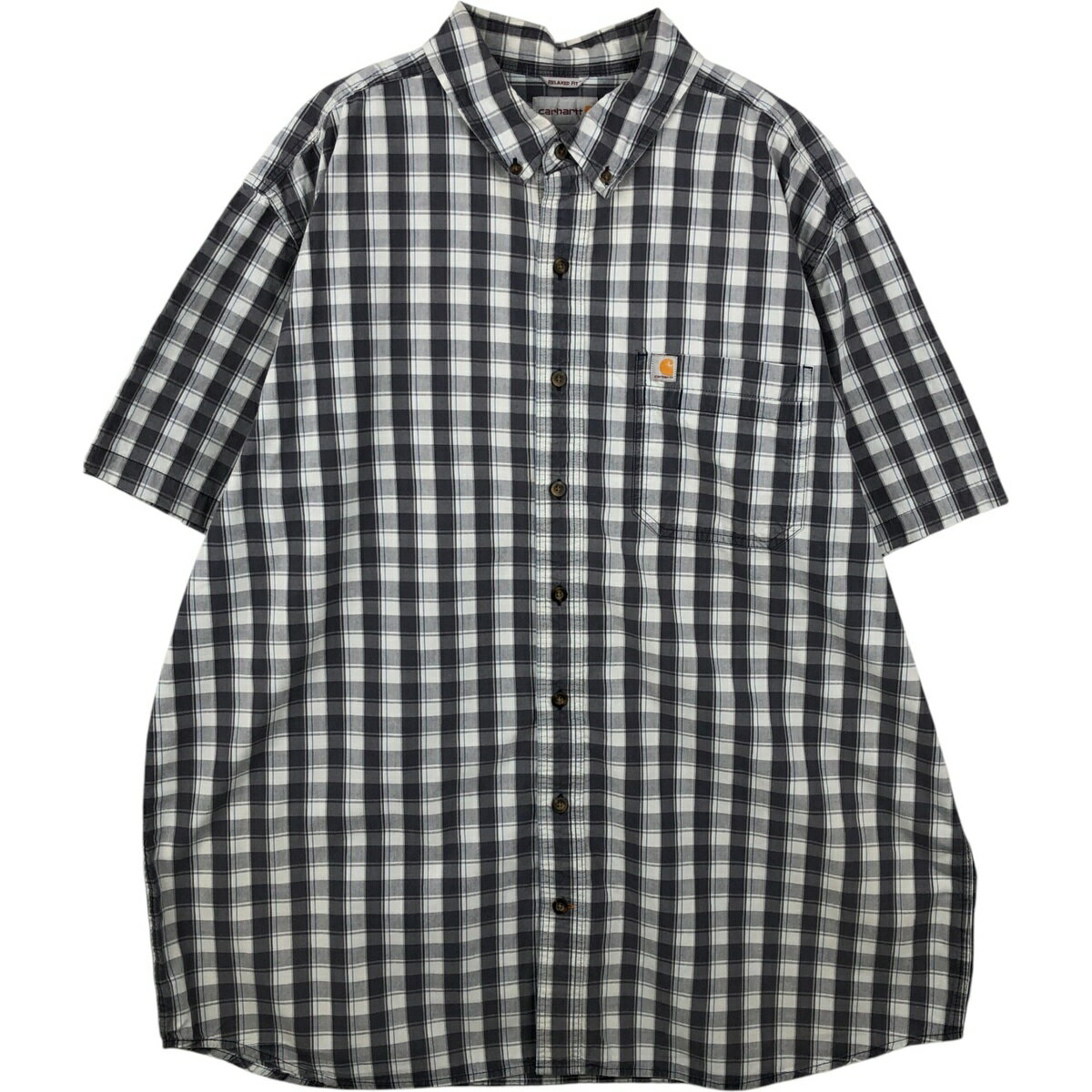 乐天商城 - 古着 カーハート Carhartt RELAXD FIT チェック柄 ボタンダウン 半袖 ワークシャツ メンズXXL相当 /eaa641648 【中古】 【260505】