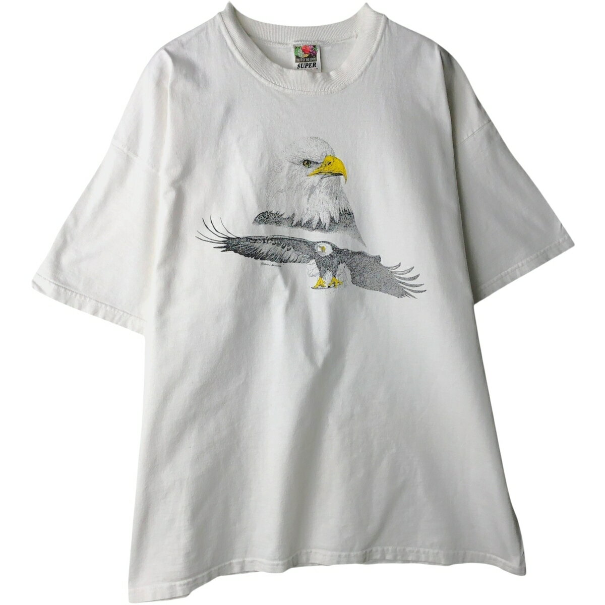 古着 フルーツオブザルーム FRUIT OF THE LOOM SUPER COTTON 鷲柄 イーグル柄 アニマルTシャツ USA製 メンズXL相当 /eaa641714  