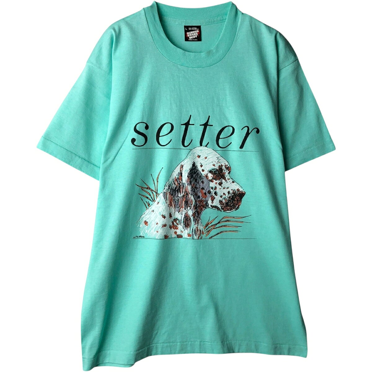 古着 90'S スクリーンスターズ SCREEN STARS BEST 犬柄 English Setter イングリッシュ セッター アニマルTシャツ USA製 メンズL相当 ヴィンテージ /eaa641738  
