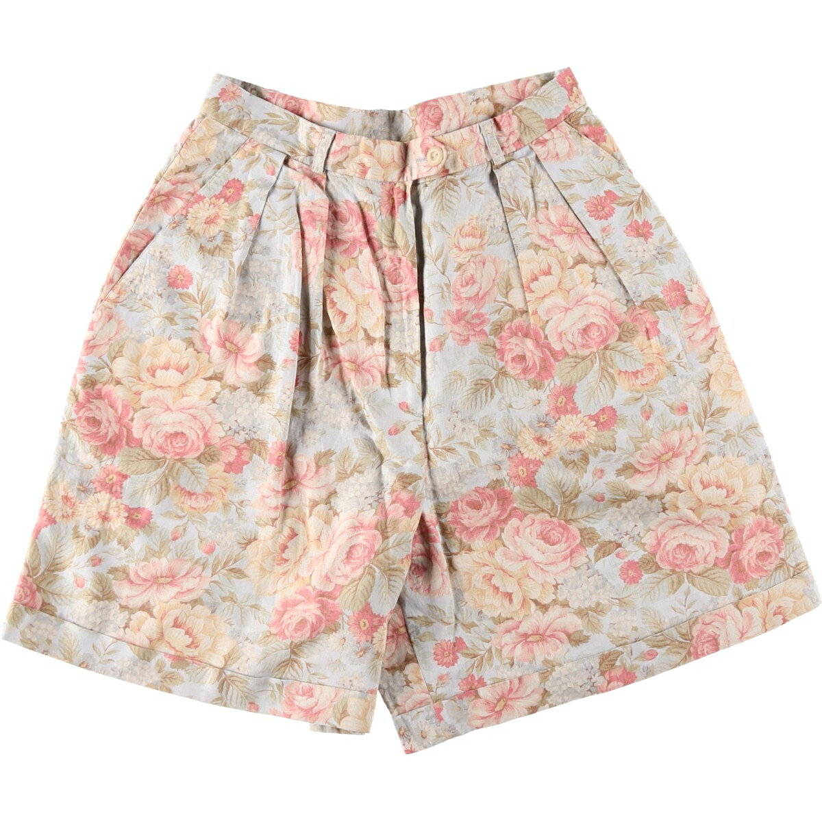 古着 ラルフローレン Ralph Lauren LAUREN ローレン 花柄 ツータック リネンショーツ ショートパンツ レディースM(w26)相当 /eaa641763   