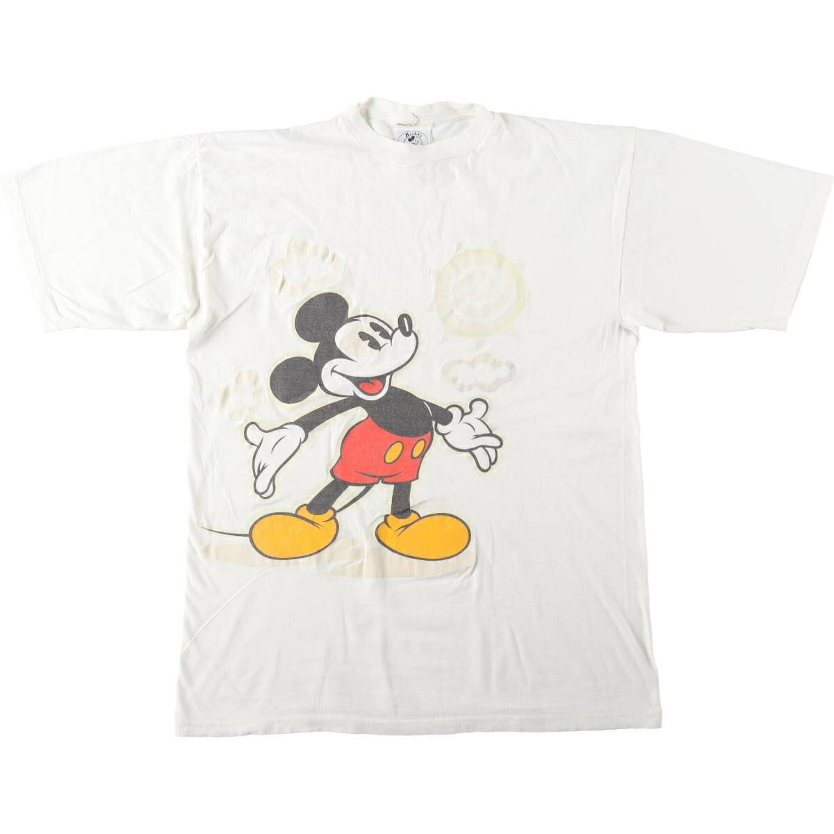 古着 ~90'S Disney MICKEY MOUSE ミッキーマウス キャラクタープリントTシャツ メンズL相当 ヴ…