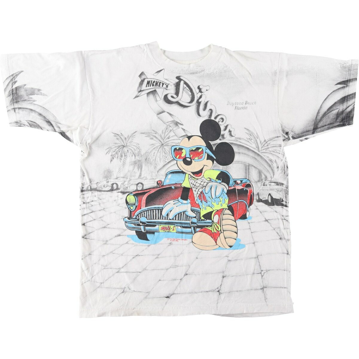 古着 90'S シェリーズ SHELLYS MICKEY MOUSE ミッキーマウス オールオーバープリント キャラクタープリントTシャツ メンズM相当 ヴィンテージ /eaa641848  