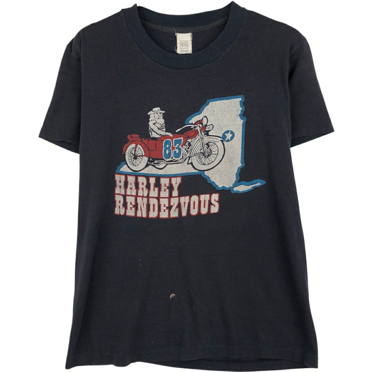 古着 80'S HARLEY RENDEZVOUS ハーレー ランデブー モーターサイクル バイクTシャツ USA製 レディースM相当 ヴィンテージ /eaa641934 【中古】 【260511】 【ADEL/アデル】 ブラック系 春夏秋