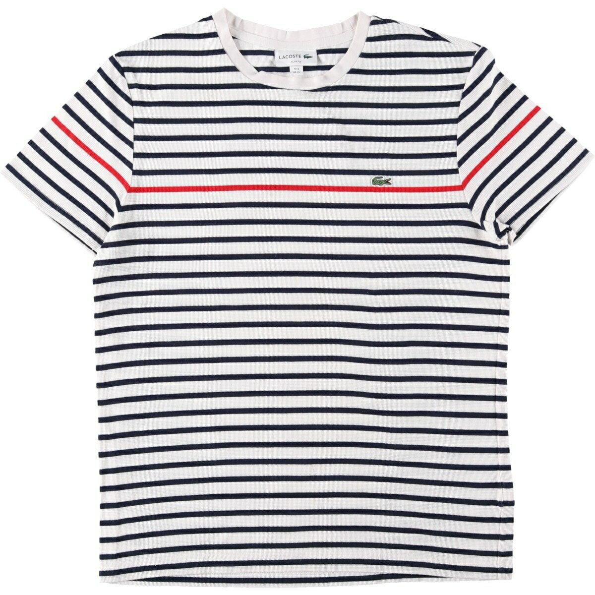 Rakuten - 古着 ラコステ LACOSTE SLIM FIT 鹿の子 半袖 ボーダーTシャツ メンズXL相当 /eaa642004 【中古】 【260509】