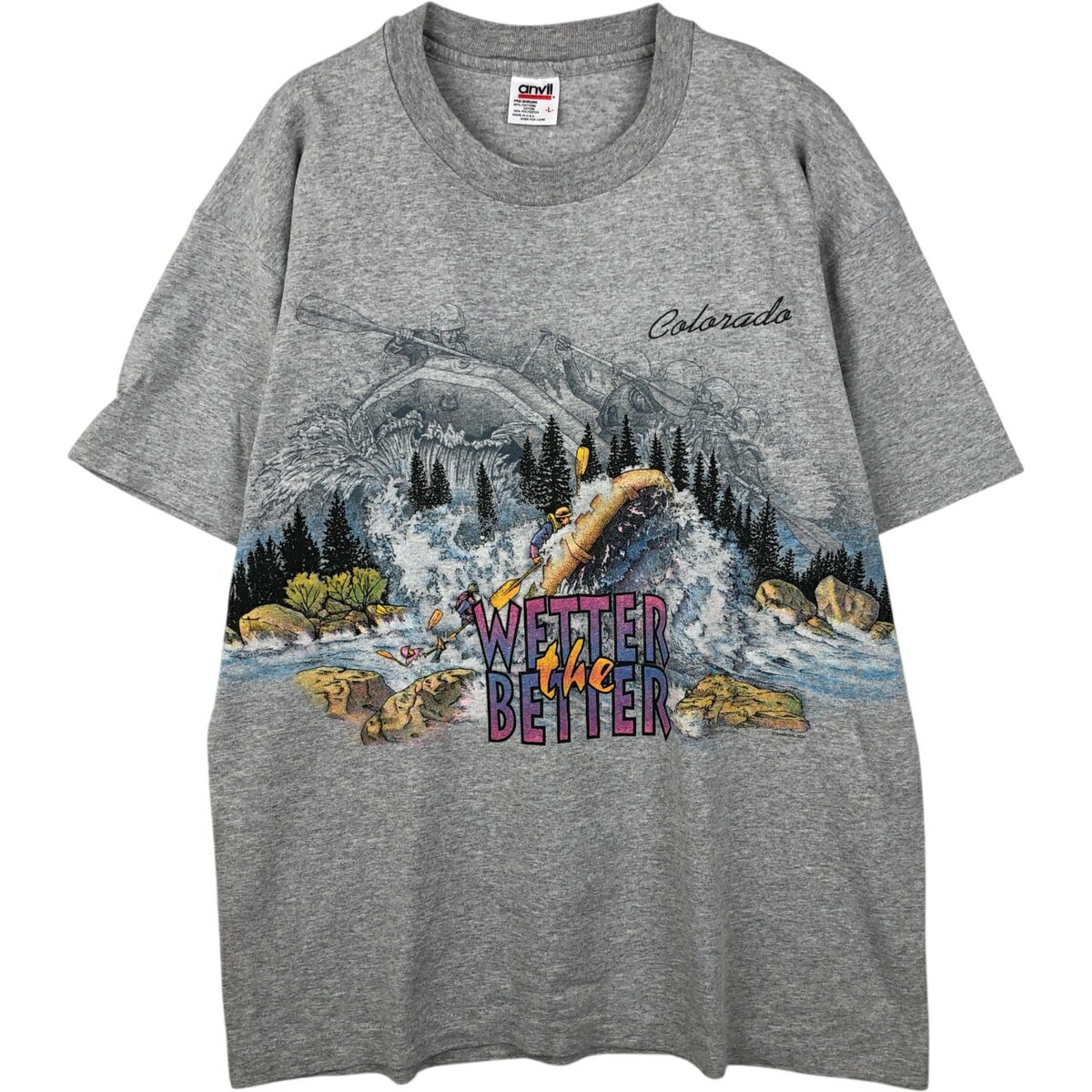 古着 90'S アンビル Anvil プリントTシャツ USA製 メンズL相当 ヴィンテージ /eaa642024 【中古】 【260508】 グレー系 春夏秋