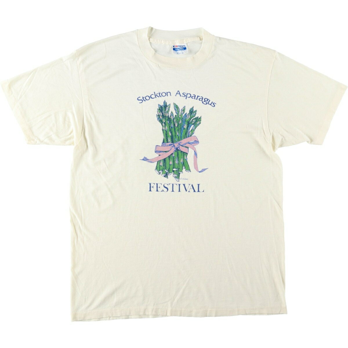 古着 90'S ヘインズ Hanes Fifty-Fifty 青タグ プリントTシャツ USA製 メンズXL相当 ヴィンテージ /eaa642040  