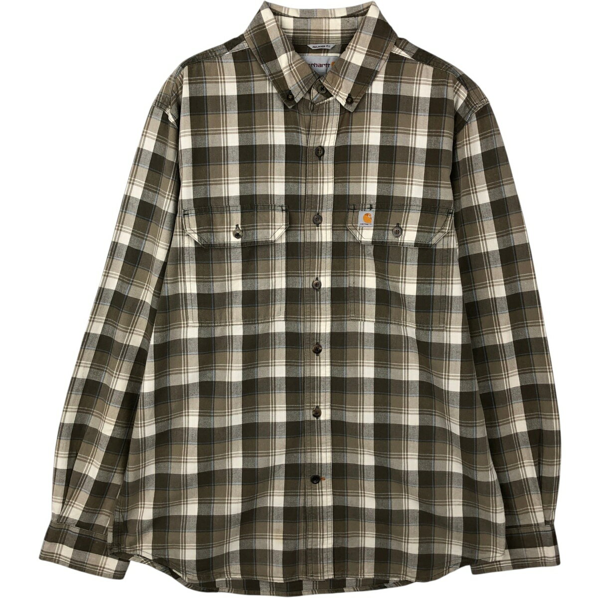 商品詳細 ブランド・Carhartt・カーハート・ 特徴・薄手・レギュラーカラー・長袖・フラップポケット・ モデル/形状・RELAXED FIT・長袖 ボタンダウン ワークシャツ・ 素材・コットン:100%・ 色・カーキ系・ 柄・チェック柄・ロゴパッチ・ 生産国・インド製・ 年代 サイズ・メンズM・表記サイズ:M・着丈:76.5cm・身幅:56.5cm・肩幅:48cm・袖丈:64.5cm・ コンディション・C・ カテゴリ・メンズ・トップス・長袖シャツ・ワークシャツ・ 商品番号・eaa642871・ 取扱店・・ スタッフコメントCarhartt RELAXED FIT 長袖 ボタンダウン ワークシャツ / メンズM / 商品番号 eaa642871 USEDですので使用感などございますが、まだまだご愛用していただけます。 古着という事をご理解の上ご注文よろしくお願いします。 【状態追記】 ●前、両腕に汚れ。 ●前、第一ボタンにリペア跡。 ●前、右袖先に擦れ。 ●後、右背中に汚れ。※状態は当社独自の基準です。 着用感表記サイズ着丈身幅肩幅袖丈 メンズMM(※着用感、表記サイズは目安です。)76.5cm56.5cm48cm64.5cm ※測定値の若干の誤差はご了承下さい。サイズガイドはこちら ブランドCarharttカーハート 特徴薄手 / レギュラーカラー / 長袖 / フラップポケットモデル/形状RELAXED FIT / 長袖 ボタンダウン ワークシャツ素材コットン:100%色カーキ系柄チェック柄 / ロゴパッチ生産国インド製年代-カテゴリワークシャツ商品番号eaa642871取扱店　　 カーハートの他の商品を見るワークシャツの他の商品を見る