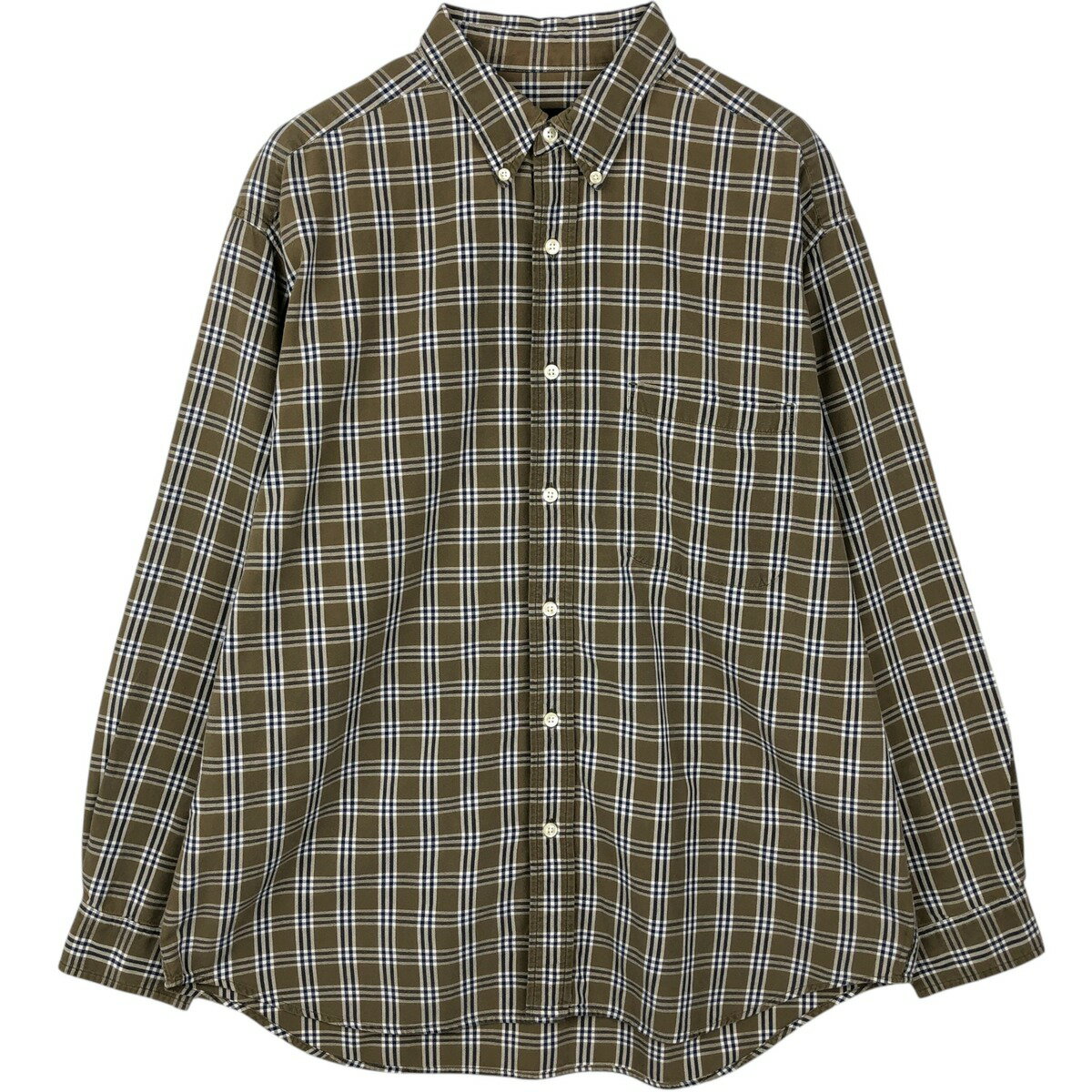 古着 00'S エディーバウアー Eddie Bauer 長袖 ボタンダウンチェックシャツ メンズL相当 /eaa643011 【中古】 【260511】 カーキ系 春夏秋冬