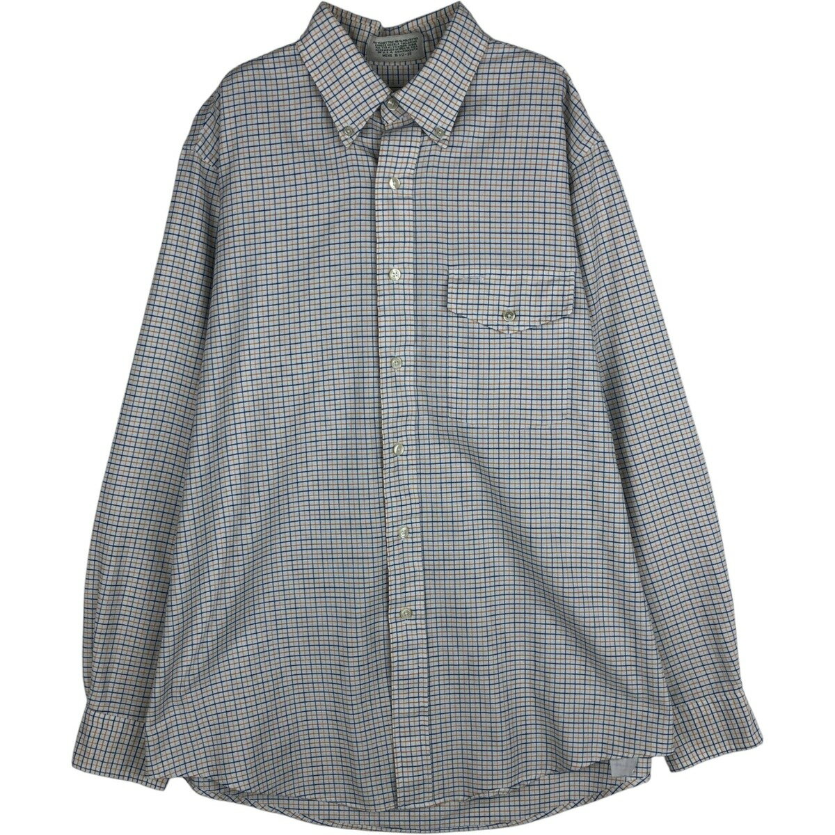 乐天商城 - 古着 ~90'S エルエルビーン L.L.Bean 長袖 ボタンダウンチェックシャツ メンズL相当 ヴィンテージ /eaa643036 【中古】 【260517】 ホワイト系 春夏秋冬