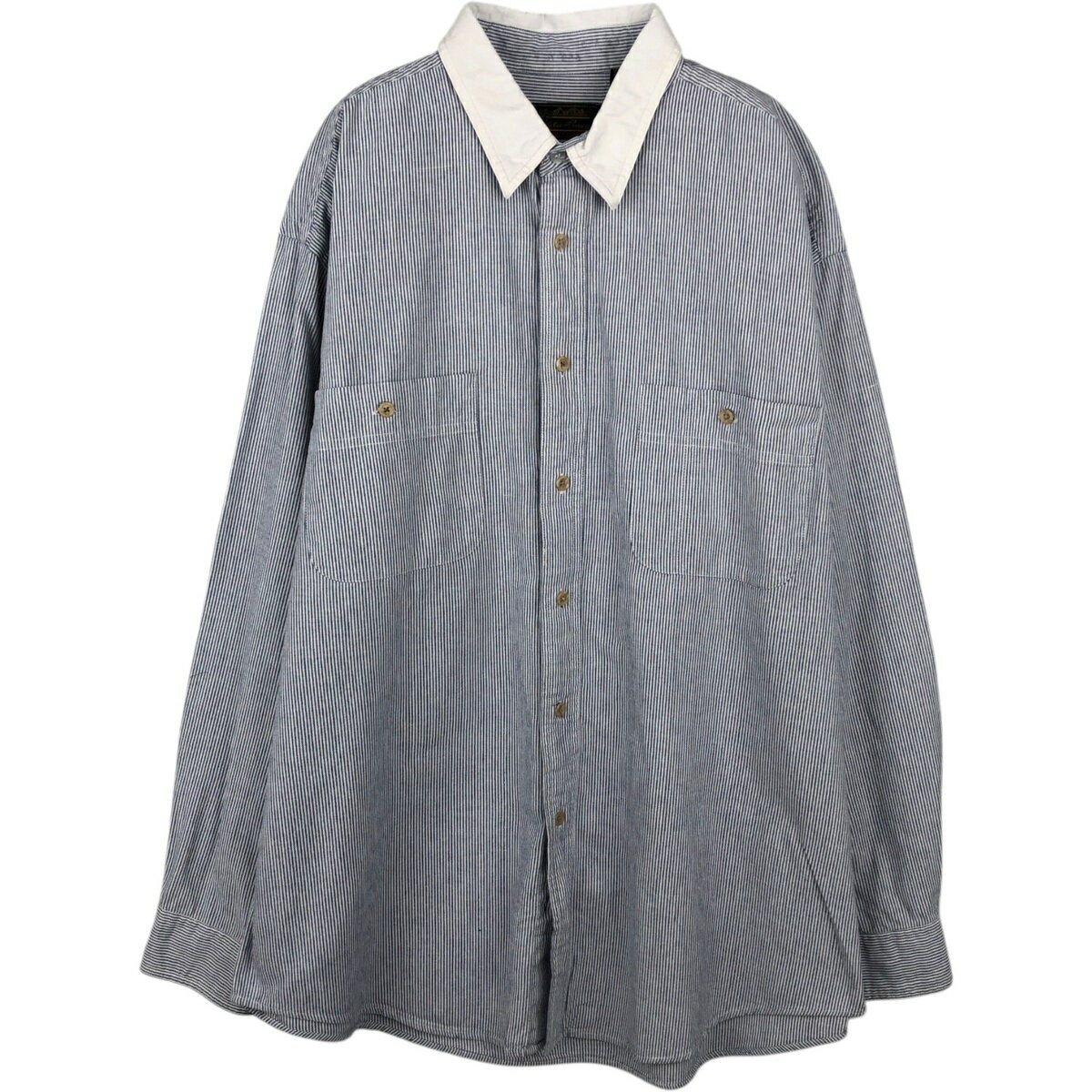 Other - 古着 90'S エディーバウアー Eddie Bauer 黒タグ レギュラーカラー ストライプ柄 長袖 コットンストライプシャツ メンズL相当 ヴィンテージ /eaa643040 【中古】 【260522】 ネイビー系 春夏秋冬