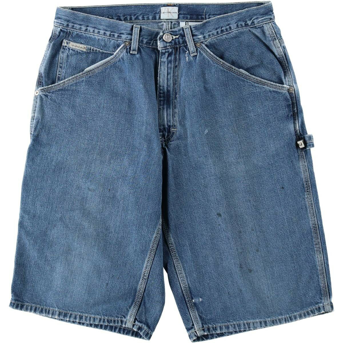 Rakuten - 古着 90~00'S カルバンクライン Calvin klein JEANS デニムペインターショーツ ハーフパンツ メンズw34相当 ヴィンテージ /eaa643773 【中古】 【260518】 【GR-NV】