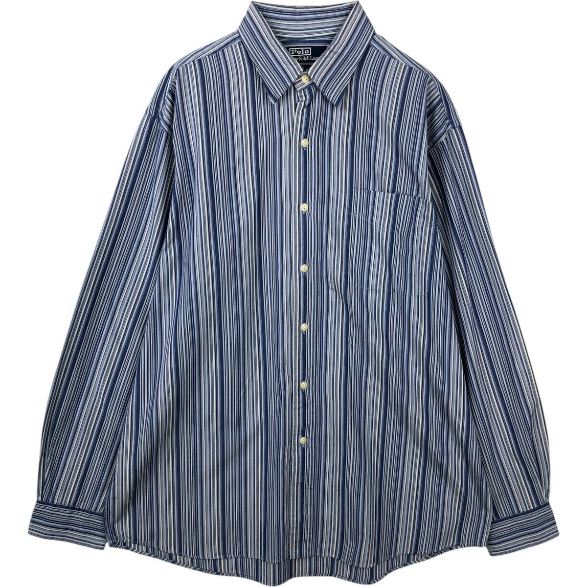 乐天商城 - 古着 ラルフローレン Ralph Lauren JEROME マルチストライプ 長袖 コットンストライプシャツ メンズL相当 /eaa643865 【中古】 【260510】
