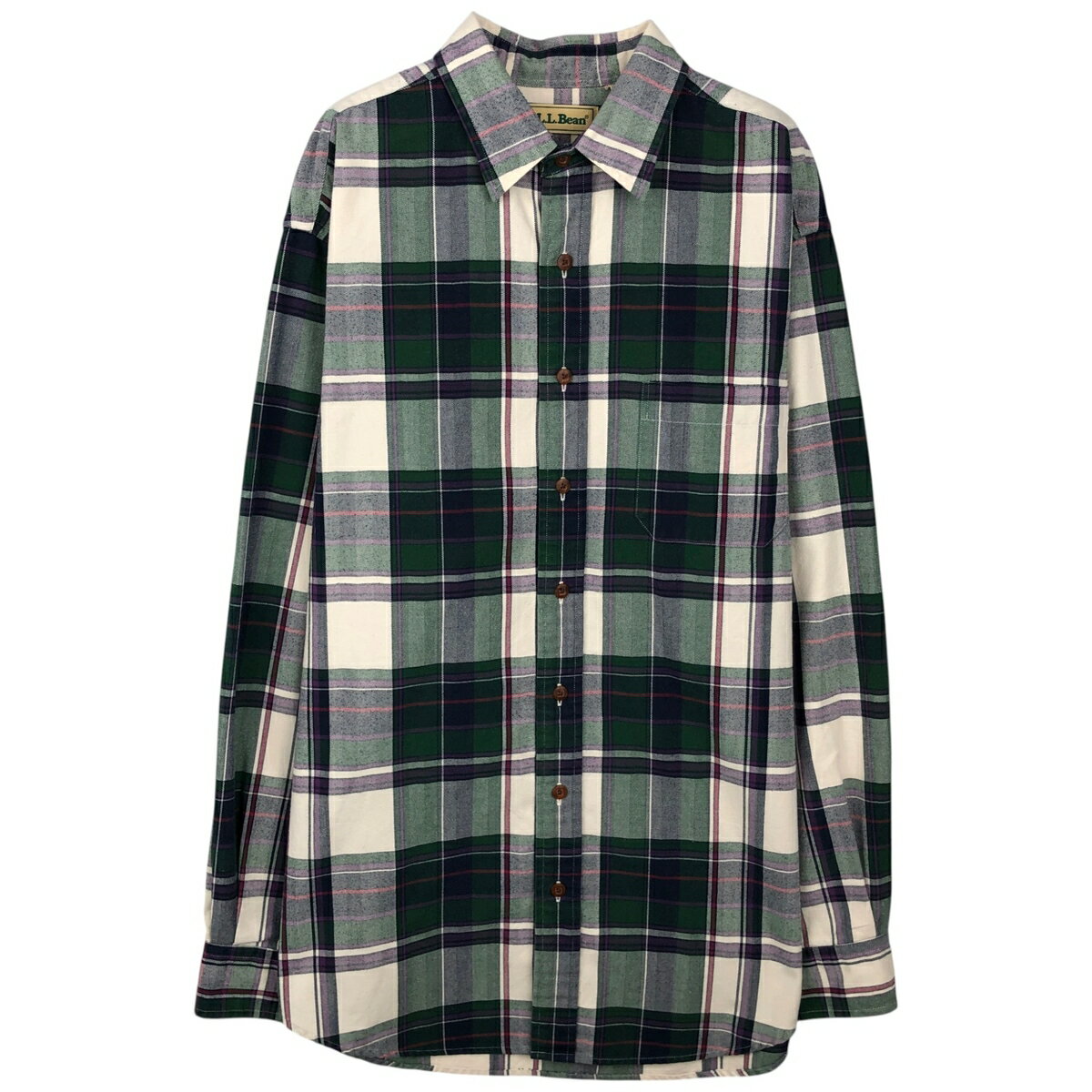 樂天商城 - 古着 ~90'S エルエルビーン L.L.Bean 長袖 コットンチェックシャツ メンズL相当 ヴィンテージ /eaa643899 【中古】 【260511】 ホワイト系 春夏秋冬