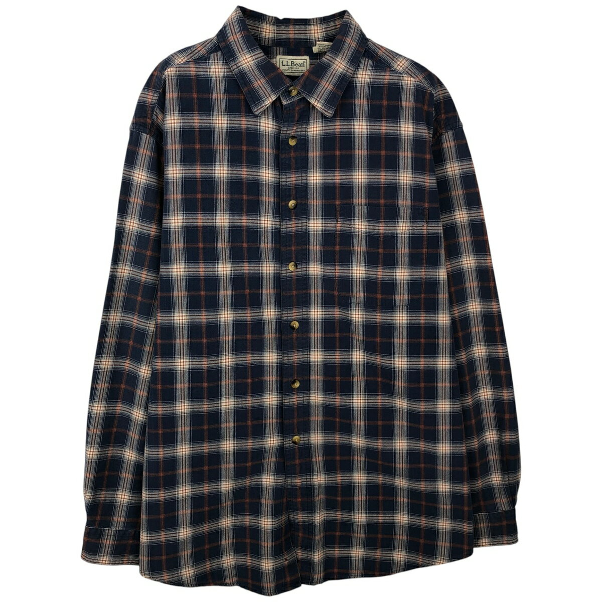 乐天商城 - 古着 ~00'S エルエルビーン L.L.Bean 長袖 コットンチェックシャツ メンズL相当 /eaa643904 【中古】 【260511】 ネイビー系 春夏秋冬
